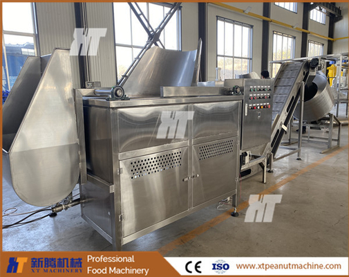 Un buen precio. Cadena de producción 300kg/H de la máquina de freír de los guisantes verdes de la freidora del cacahuete de la categoría alimenticia 304 en línea