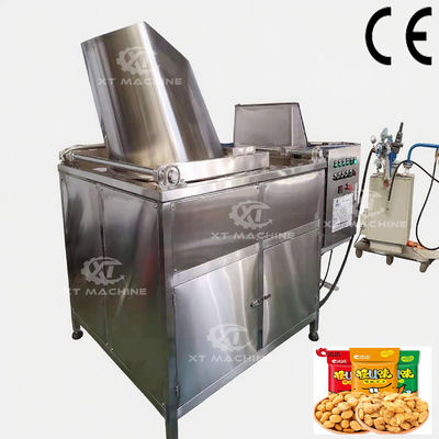Un buen precio. Freidora de cacahuetes de acero inoxidable con control de temperatura y capacidad de 300 kg/h, freidora por lotes en línea