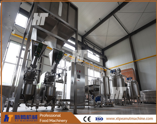Un buen precio. Cadena de producción de mantequilla de maní de grado alimenticio 304 Máquina de pulir de mantequilla de maní de 400 kg en línea