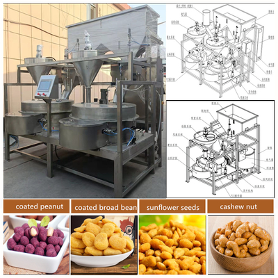 Máquina automática de recubrimiento de cacahuetes con sistema de control PLC