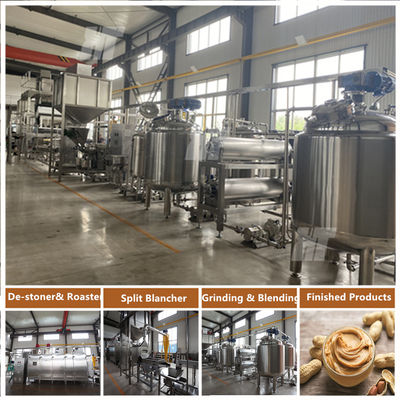 Planta de procesamiento de mantequilla de maní operada por un PLC Línea de producción de mantequilla de maní Moler de pasta de maní