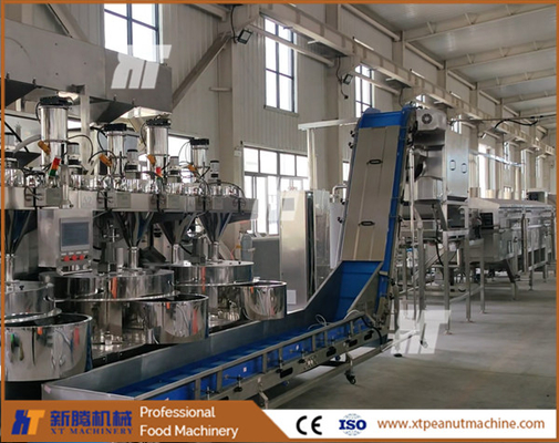 Planta de fritura automática de cacahuetes recubierta Línea de producción de recubrimiento y fritura de cacahuetes