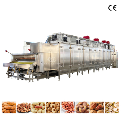 Control inteligente de PLC tostador de nueces continuo hecho de acero inoxidable 304 estructura simple e higiénica segura