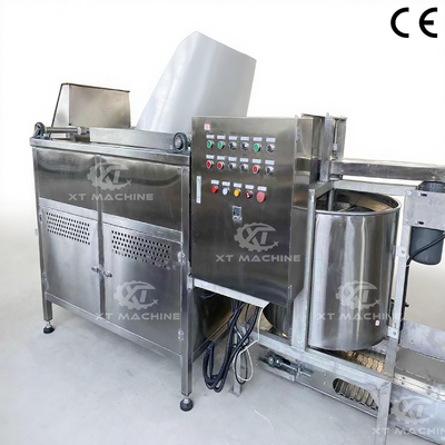 Un buen precio. Máquina de freír nueces de cacahuete recubiertas en polvo de batch de almendras de descarga automática en línea
