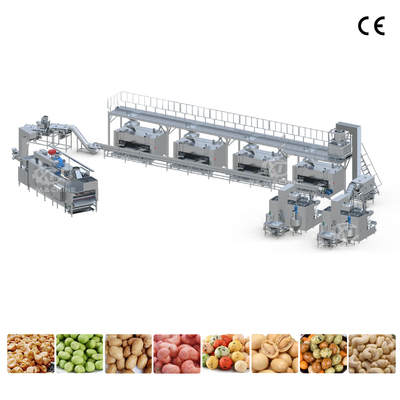 Un buen precio. Línea de producción de recubrimiento, horneado y sazonado de cacahuetes totalmente automática, planta de procesamiento de recubrimiento y horneado en línea