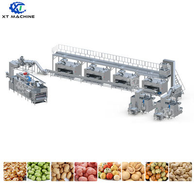 500-1000 kg/h Capacidad de acero inoxidable 304 de grado alimentario máquina de recubrimiento de cacahuetes con control PLC para la línea de procesamiento de frutos secos