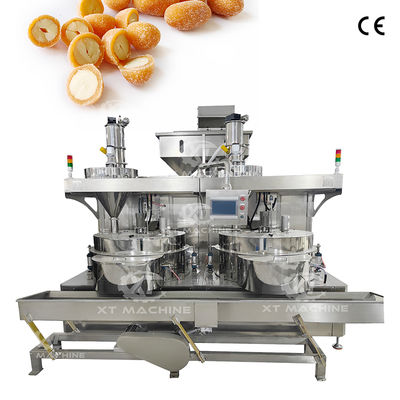 Un buen precio. 500-1000 kg/h Máquina para hacer hamburguesas de maní recubiertas con control PLC Máquina de recubrimiento de anacardos de grado alimentario en línea