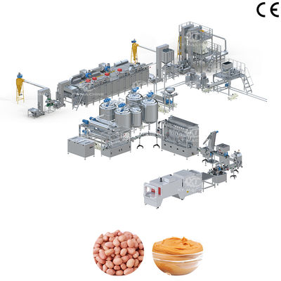Un buen precio. Línea de producción de mantequilla de maní/ mantequilla de nuez de caju/ mantequilla de pistacho totalmente automática 300-2000 kg/h Capacidad y control PLC en línea