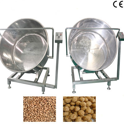 Un buen precio. Máquina de recubrimiento por lotes de maní de 35-40 kg/lote con equipo de recubrimiento giratorio SUS304 y elevación automática en línea