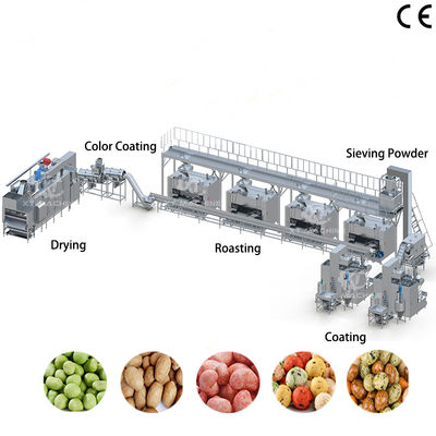 Línea de producción de recubrimiento y horneado de frutos secos de grado alimenticio de acero inoxidable con capacidad de 500-1000 kg/h y panel de control PLC