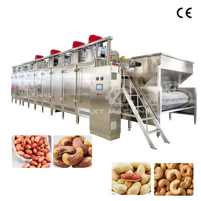 300kg/h-2000kg/h Máquina de tostado de nueces continuas de control PLC totalmente automático con construcción de acero inoxidable