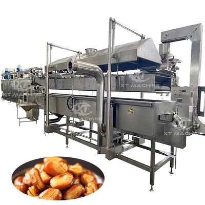 Un buen precio. Máquina de freír continua industrial Control PLC 304 de acero inoxidable Fritar alimentos para cacahuetes frijoles pescado Máquina de freír totalmente automática en línea
