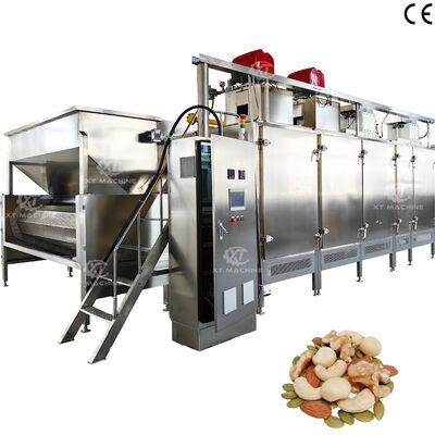 Un buen precio. Máquina de tostado de nueces pequeñas de 220V/380V de control PLC Máquina de hornear nueces de cacahuete con 300 kg/h-500 kg/h para procesamiento de alimentos en línea