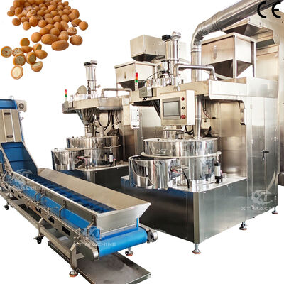 500 kg/h-1000 kg/h Máquina automática de recubrimiento de nueces Máquina de fabricación de cacahuetes cubierta con sistema de control PLC para fábrica de snacks