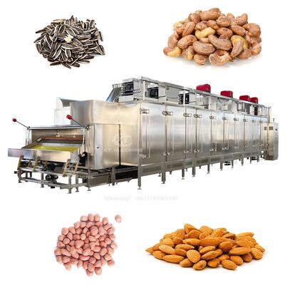 Un buen precio. Horno de nueces continuo con control PLC de acero inoxidable de grado alimenticio y 2000 kg/h Capacidad para producir cacahuetes salados en línea