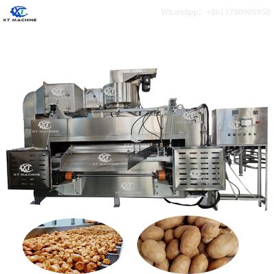 Un buen precio. Roaster de cacahuetes revestido con revestimiento de acero inoxidable 304 con capacidad de 50 kg/h y funcionamiento con gas y aceite en línea