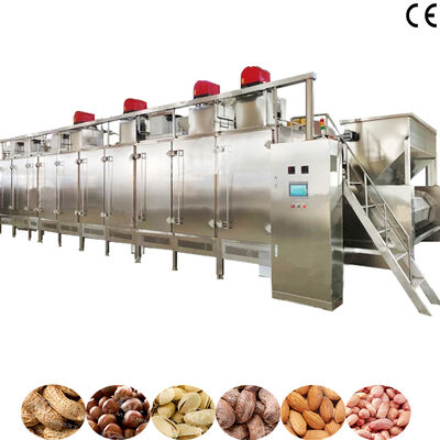 Horno industrial de grado alimenticio S304 de 1000 kg/h con calentamiento a gas y eléctrico para tostado continuo de frutos secos