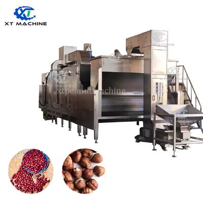 Un buen precio. Tostador de nueces con correa continua de acero inoxidable 304 con control PLC y capacidad de 3000 kg/h para tostar maní/semillas/almendras/anacardos en línea
