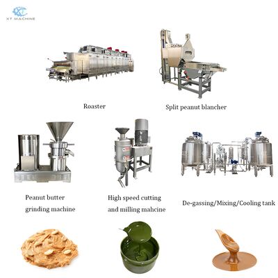 Un buen precio. Línea de producción de mantequilla de maní totalmente automatizada con molienda de tostador de acero inoxidable SUS304 en línea