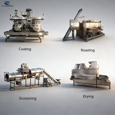 500-1000 kg/h Máquina de recubrimiento de cacahuetes SUS304 con PLC de Siemens para la línea de procesamiento de nueces