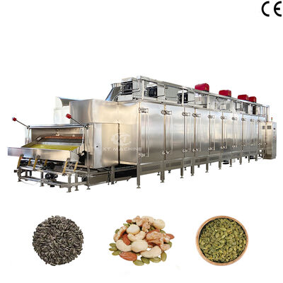 Un buen precio. Máquina tostadora continua de cacahuetes tipo cinta con horno de horneado comercial de 500 kg/h y control PLC para procesamiento de alimentos en línea