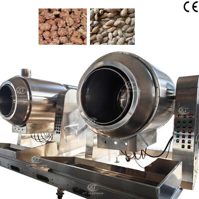 Máquina de recubrimiento de azúcar y calentamiento de wok salteado de alta eficiencia de 70 kg/lote para plantas de procesamiento de nueces