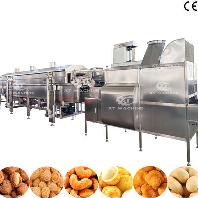 Un buen precio. Línea de producción de recubrimiento y fritura de cacahuetes SUS304 totalmente automática con 500-1000 kg/h para plantas de procesamiento de nueces en línea