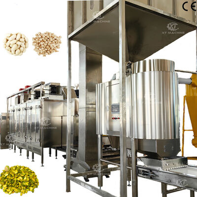 Un buen precio. Línea de producción comercial de 1000 kg/h a 2000 kg/h de cacahuete/avellana/pistacho de tostado y blanqueo de acero inoxidable 304 Construcción en línea
