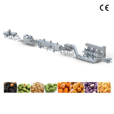 Un buen precio. Línea de producción de freír cacahuetes recubiertos comerciales, máquina de procesamiento de freír con acero inoxidable 304 en línea