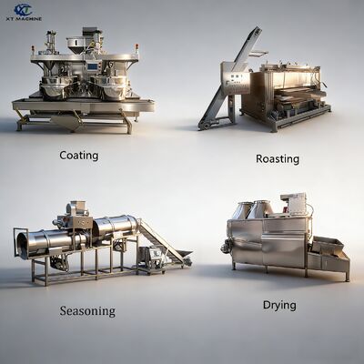 500-1000 kg/h Máquina de recubrimiento de cacahuetes SUS304 con PLC para la línea de procesamiento de nueces / frijoles / cacahuetes rosados / anacardos de coco