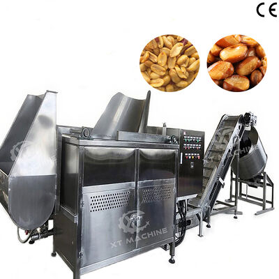 Un buen precio. 100 kg/h descarga automática SUS304 máquina de freír lotes de maní japonés máquina de engrasamiento con certificación CE en línea