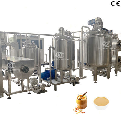 Un buen precio. Línea de producción de mantequilla de maní completamente automática de 500-2000 kg/h, máquina para fabricar pasta de pistacho con control de programa PLC en línea