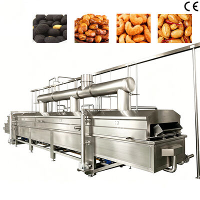 Máquina de freír nueces continua de tipo cinturón de grado de alimentos totalmente automática Máquina de freír cacahuetes recubierta con certificación CE