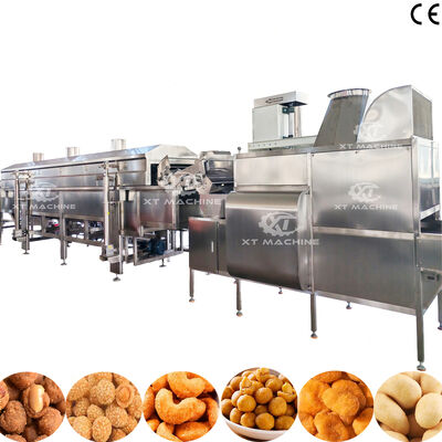 Un buen precio. Línea de producción de fritura y recubrimiento de maní SUS304 completamente automática con 500-1000 kg/h para plantas de procesamiento de nueces en línea