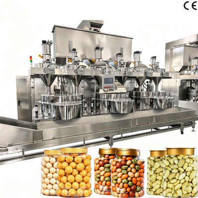 Un buen precio. Máquina automática para cacahuetes en la cubierta con vasapájaros y aguas con control de PLC, aparato para cubrir el fondo, la caja y cacahuete pequeña piel de pescado en línea