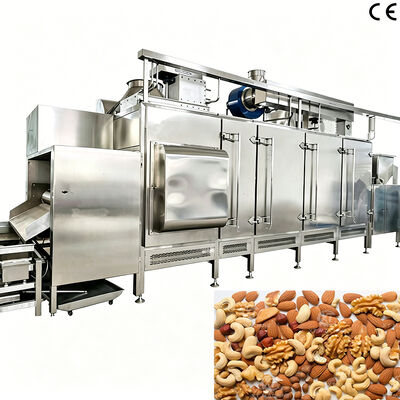 Un buen precio. Máquina de tostado continuo de nueces 300-500 kg/h Máquina de tostado de avena con control PLC y construcción de acero inoxidable 304 para plantas de procesamiento de nueces en línea