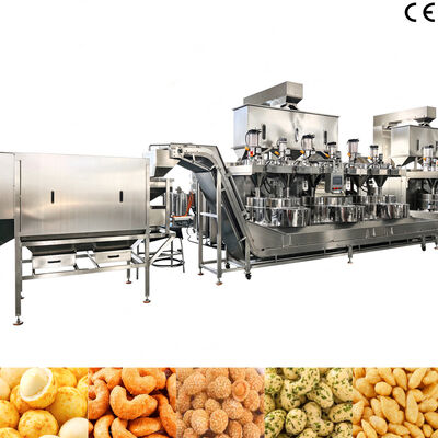 Un buen precio. SUS304 Máquina automática para hacer bocadillos de nueces recubiertas de masa, máquina para hacer hamburguesas de maní recubiertas para procesamiento de bocadillos en línea
