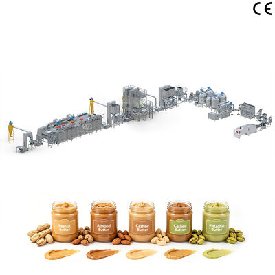 Máquina de fabricación de mermelada de cacahuete de alta capacidad Línea de producción de mantequilla de almendras y nueces de anacardos con planta de procesamiento de mantequilla de nueces de 1000 kg/h a 2000 kg/h