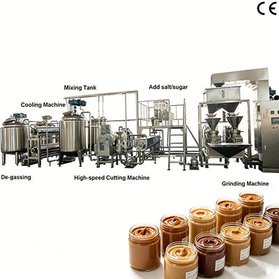 Un buen precio. Línea de producción de mantequilla de maní/anacardo/pistacho de 500 kg/h-2000 kg/h con equipo de procesamiento de mantequilla de frutos secos de material SS304 en línea
