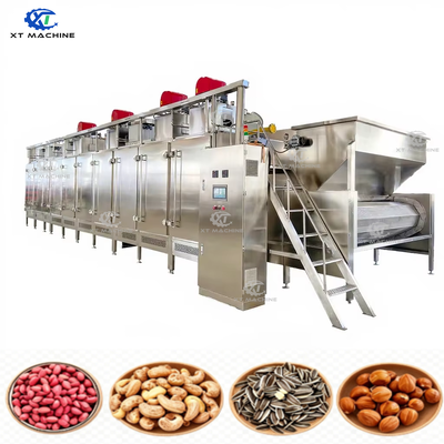 Un buen precio. Máquina continua de hornear nueces en aire caliente de acero inoxidable con sección de control y enfriamiento PLC para tostado uniforme en línea