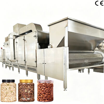Un buen precio. 300 kg/h-500 kg/h Máquina de tostado continuo de nueces multifuncional Asador de nueces de anacardos con control PLC para hornear nueces en línea