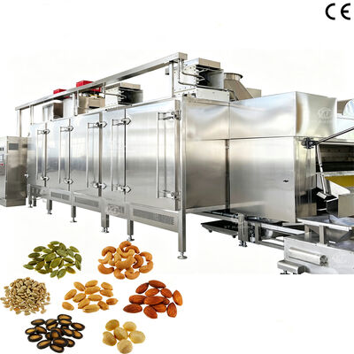 Máquina de tostado continuo de nueces de venta caliente con velocidad de transporte ajustable Control PLC horno de horneado