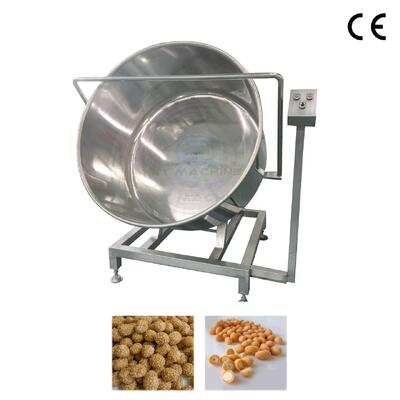 Máquina de recubrimiento comercial pequeña por lotes de 100 kg/h en acero de grado alimenticio 304 para recubrimiento de sabor de semillas de melón y avellanas